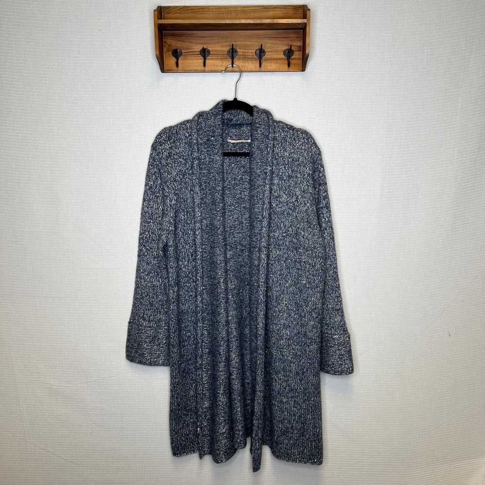 Soft‎ Surroundings Blue Marled Knit Open Front Cardigan Sweater Women's Large